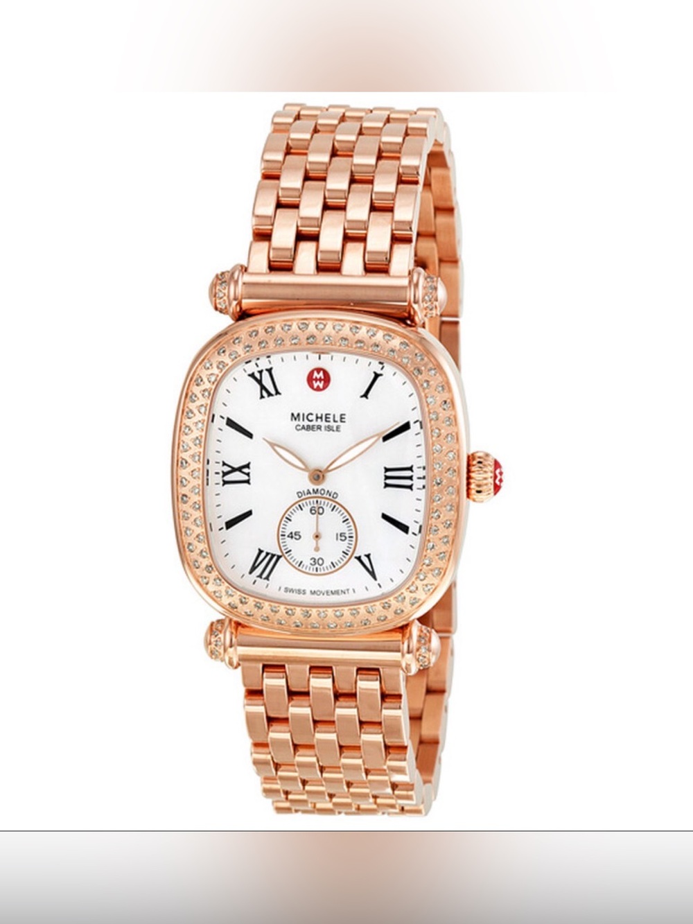 Michele Caber Isle Mother of Pearl Diamond 18 kt Rose Gold-Plated Ladies Watch